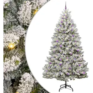 Syfax Sapin de Noël artificiel Vert et blanc 270 cm PVC et métal pas cher