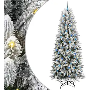 Syfax Arbre de Noël artificiel avec 300 LED avec support blanc 240 cm pas cher