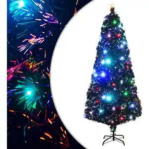 Arbre de Noël avec éclairage et support 210 cm fibre de verre pas cher