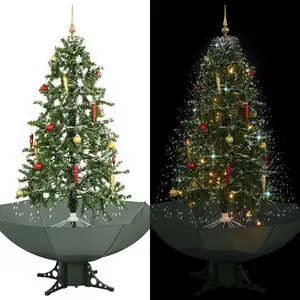 Sapin de Noël à neige avec pied parapluie Vert 170 cm pas cher