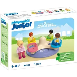 PLAYMOBIL Junior 71701 Enfants et tourniquet, Comprend quatre personna... pas cher