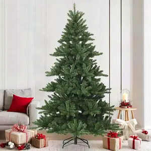 Arbre de Noël artificiel pliable Vert 210 cm PVC, acier pas cher