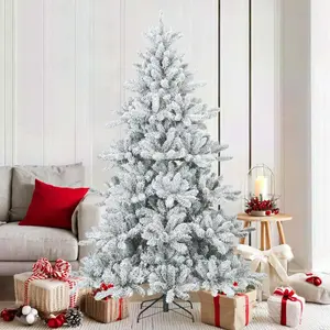 Sapin de Noël artificiel moderne pliant neige floquée blanc pas cher