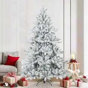 Sapin de Noël artificiel moderne pliant neige floquée blanc pas cher