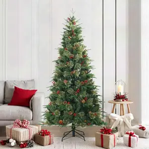 Arbre de Noël artificiel pliable avec support Vert 210 cm pas cher
