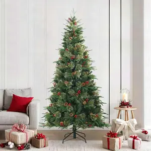 Arbre de Noël artificiel pliable avec support Vert 240 cm pas cher