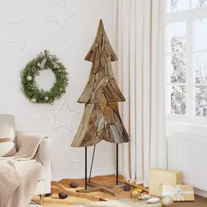 Arbre de Noël avec support Marron 180 cm bois massif teck pas cher