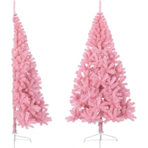 Semi-sapin de Noël artificiel avec support Rose 180 cm PVC pas cher