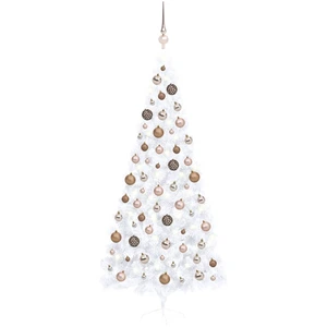 Semi-sapin de Noël artificiel éclairage boules blanc 240 cm pas cher