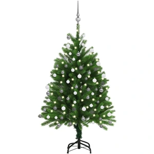 Arbre de Noël artificiel avec éclairage & boules 120 cm vert pas cher
