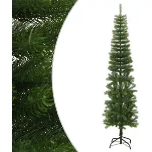 Sapin de Noël artificiel avec support Élancé 240 cm PE pas cher