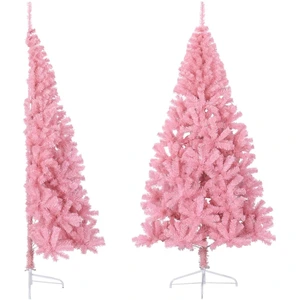 Semi-sapin de Noël artificiel avec support Rose 210 cm PVC pas cher
