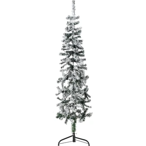 Semi-sapin de Noël artificiel avec neige Svelte 150 cm pas cher