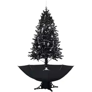 Sapin de Noël à neige avec pied parapluie Noir 190 cm PVC