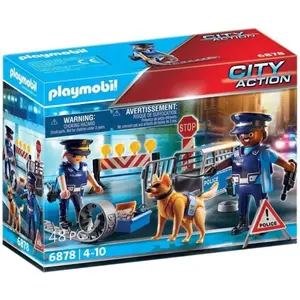 PLAYMOBIL 6878 Barrage de Police City Action, 48 pièces, 2 Policiers, ...
