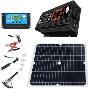 WELAN 25W 12V Monocristallin Kit Panneau Solaire avec Onduleur 2000W 2...Vendu parcdiscount