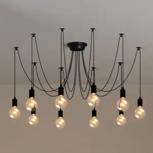 STOEX Plafonnier Vintage Antique E27 Lustre Rétro Suspension Luminaire D'Intérieur 10 Têtes NoireVendu parrue-du-commerce