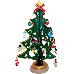Sapin de Noël Bois Artificiel Vert - Décoration de Table - Mini Orneme... pas cher