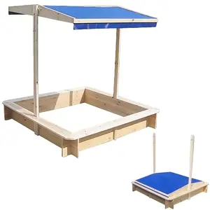 Melko - Bac à sable avec toit réglable 120 x 120 x 120 cm Bac à sable ... pas cher