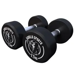 GORILLA SPORTS Halteres ronds caoutchouc   de 2 5 a 40 kg   poids   15 kg  2 x 7 5 kg