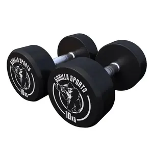 GORILLA SPORTS Halteres ronds caoutchouc de 2 5 a 40 kg poids 20 kg 2 x 10 kg pas cher