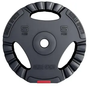 GORILLA SPORTS Disques en plastique avec poignees 31 mm de 1 25 kg a 15 kg poids 5 kg pas cher