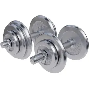 GORILLA SPORTS® Set d'Haltères Courts - 30kg, Disques Poids Chromée 4x1,25kg/4x2,5kg/2x5kg, 2 Barre Ø 30mm, Poignée Moletée
