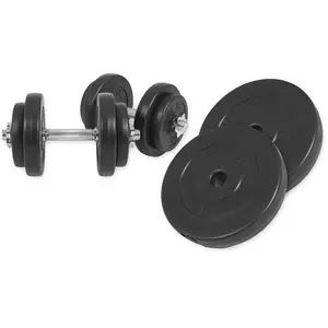 GORILLA SPORTS Set d'haltère court avec revêtement en plastique de 20 kg + 2x5kg pas cher