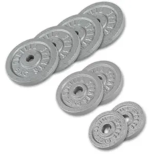 Lot de poids 27,5kg (4x5kg, 2x2,5kg et 2x1,25kg) en fonte de diamètre ... pas cher