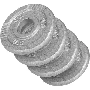 Gorilla Sports® Disques de Poids- 4x0,5kg, 30/31mm, Fonte, Argent - Disques d'Haltères, Ensemble de Plaques, Musculation, Fitness pas cher