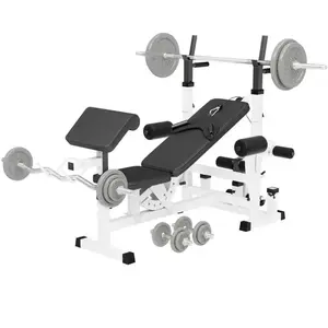 Comparateur de prix : Banc de musculation universel Blanc GS005 avec supports et set d'haltè...