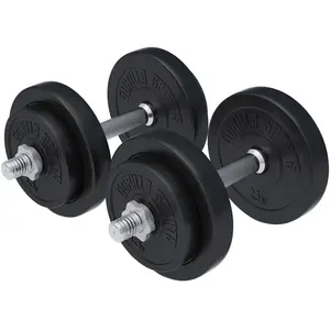 Comparateur de prix : Gorilla Sports Set d halteres courts de 20 kg avec disques a revetement plastique
