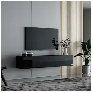 Makika - Meuble Tv / Table De Télévision - Noir Brillant pas cher
