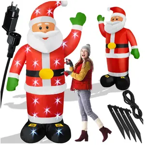 Père Noël gonflable xxl led éclairé avec matériel de fixation Décoration de Noël Figure de décoration de Noël Soufflerie silencieuse 250cm - Kesser pas cher