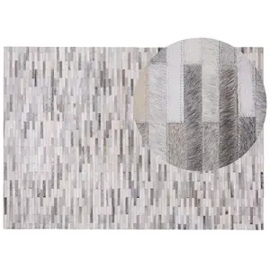 BELIANI Tapis en cuir véritable gris 230x160cm