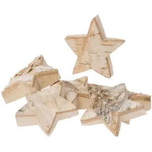 Comparateur de prix : Etoile en bois nature, set de 6