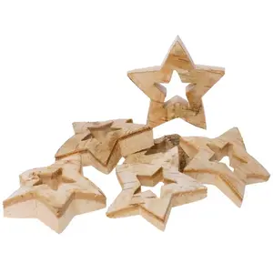 Comparateur de prix : Contour étoile en bois nature, set de 6