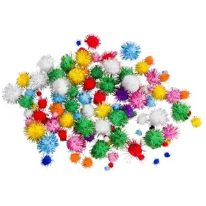Eduplay Set de 100 Pompons à paillettes pas cher