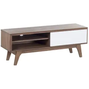 BELIANI Meuble tv marron blanc pas cher