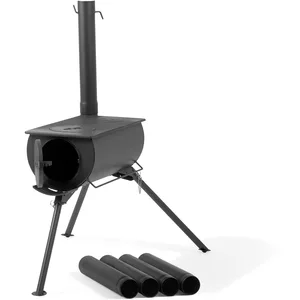 Poêle de tente 58 x 86 x 240 cm noir Poêle à bois portable pour le camping, l'extérieur, la tente - Campfeuer pas cher