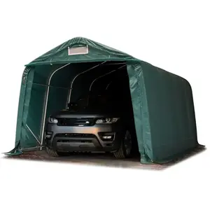 INTENT24 Tente garage carport 3,3 x 4,8 m tente d'élevage abri stockage h 2,1m, bâches pvc anti feu épaisses PRIMEtex 2300 pvc vert foncé, sol dur, béton pas cher
