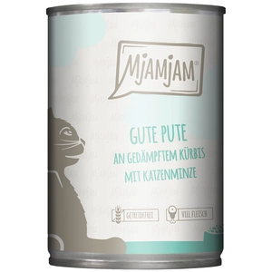 Comparateur de prix : 6x400g MjAMjAM bonne dinde à la courge cuite à la vapeur nourriture pour chat humide