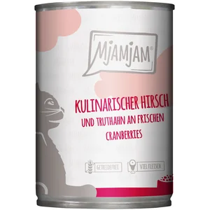 Comparateur de prix : MjAMjAM 6 x 400 g - cerf et dinde culinaire aux canneberges fraîches