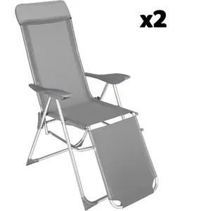 TECTAKE Lot de 2 chaises de jardin en aluminium avec nuque rembourrée pas cher