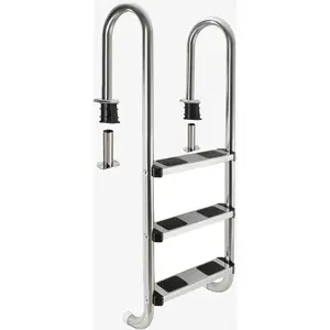 Comparateur de prix : AREBOS Echelle de Piscine en Acier Inoxydable 3 marches avec Patins antidérapants sur Les échelons Echelle d'accès Argent 132x45x23