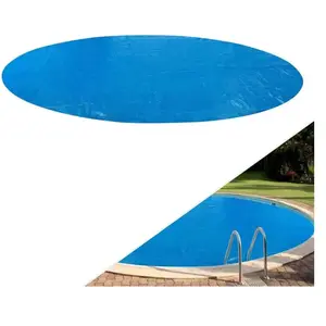Arebos Couverture Solaire à Bulles pour Piscine Ronde Bleu 5 m 400 µ/microns Polyethylen pas cher