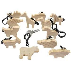 Porte-clefs figures bois animaux, set de 12Vendu paravenue-des-jeux