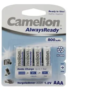 Camelion NiMH AAA/R03 1.2V-800mAh (4/carte) 'alwaysready ' HR3C/08AR RI581 pas cher