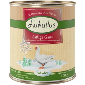 6x800g Lukullus menu d'hiver, oie fondante (sans céréales) - Pâtée pour chien pas cher