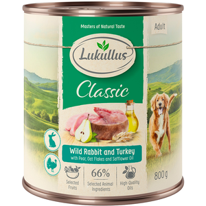 Lukullus Adult 6 x 800 g pour chien - lapin de garenne & dinde pas cher